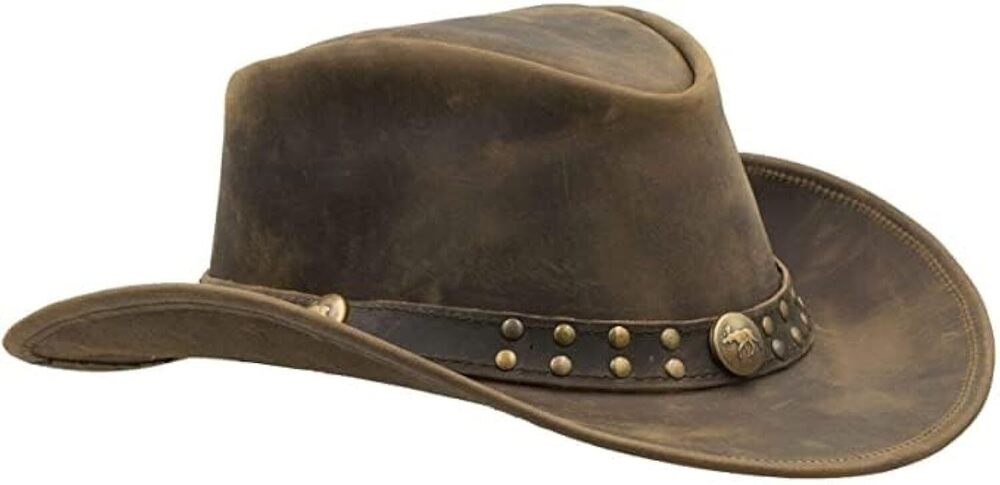 2633 Cowboy Hat Durable Jungle Grain Leather Unisex Adult Shapeable Outback